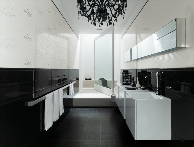 Ladrilhos cerâmicos-banheiro-revestimento de cozinha-preto-branco-pura