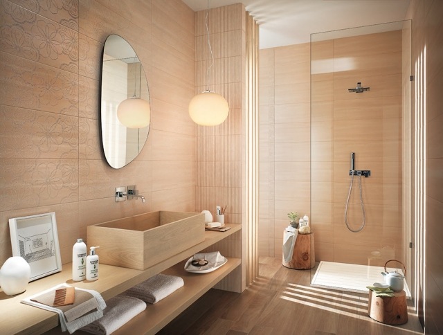 banheiro-azulejos-parede-design-fap-cerâmicohe-faísca-madeira-aparência-padrões florais