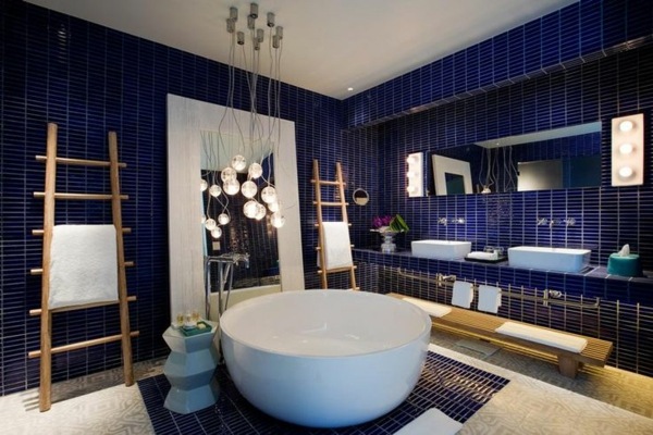 Banheira autônoma de design moderno em cor azulejo
