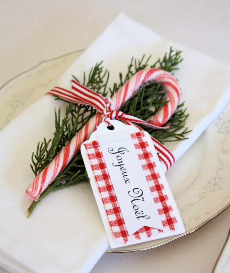 ideias decoração de natal doce cana motivo nome tag decoração guardanapo