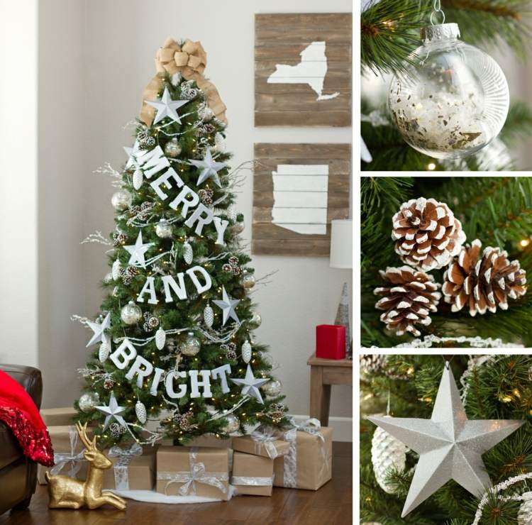 ideias decoração de natal decorar árvore de natal estrela bola pinha