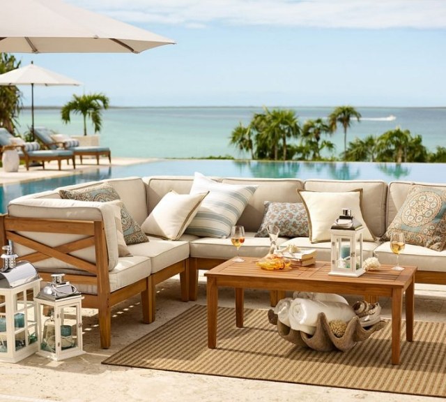 terraço de teca móveis-assento paisagem mesa lateral decoração concha