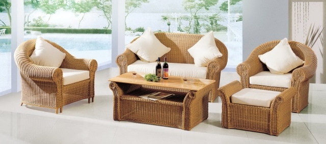 idéias de móveis de rattan para pátio com atmosfera de verão