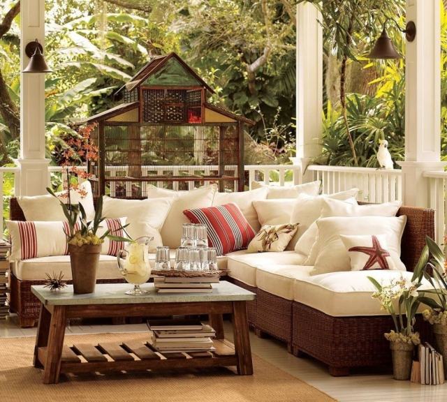 sofá de vime móveis de madeira para varanda área de estar - jardim estofados almofadas almofadas de sofá