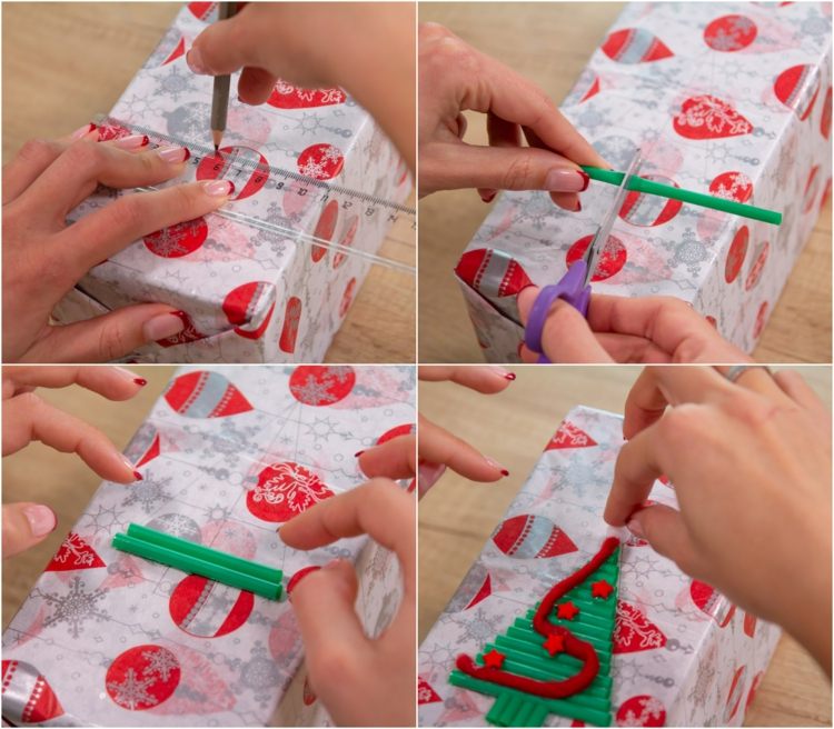 Embalagem original para presentes de natal - palhas de pinheiro