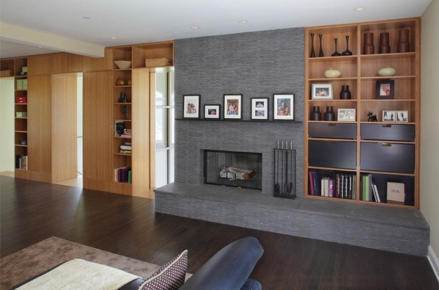 mobiliário sala de estar lareira atraente estante de parede prateleiras de madeira