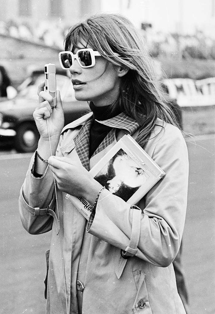 Óculos de sol quadrado Françoise-Hardy com foto em preto e branco