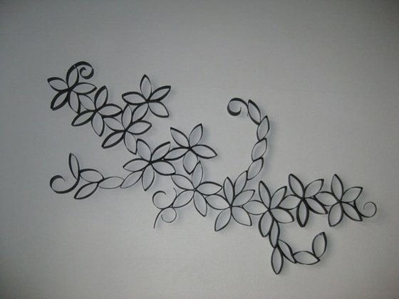 Decoração de flores-papelão-pintado de preto