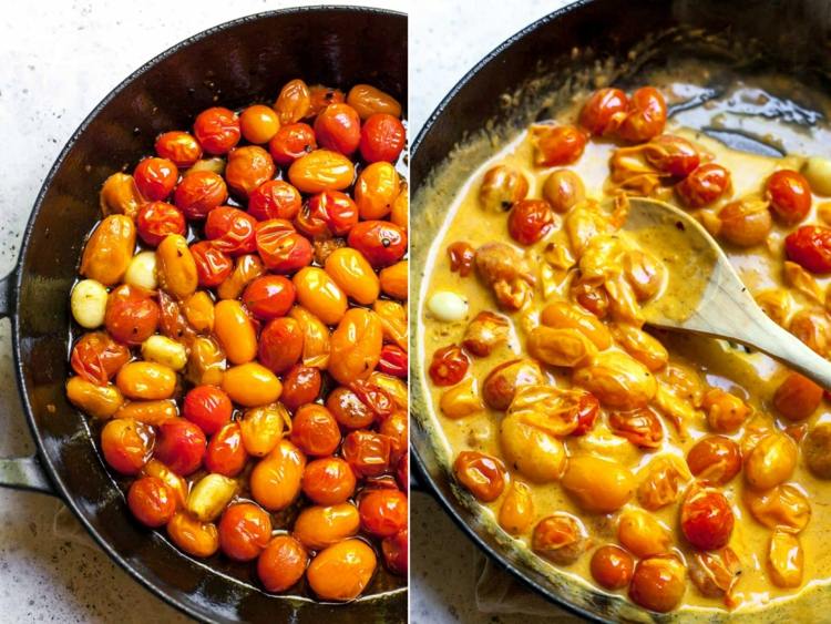 Receitas com Gnocchi - Prato rápido com tomate cereja, burrata e manjericão