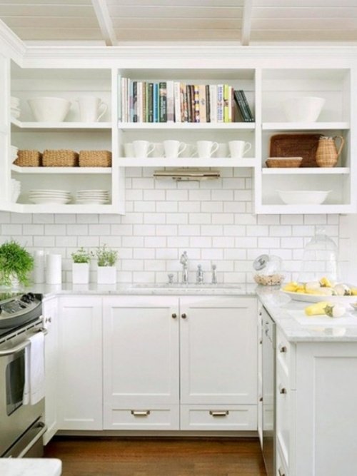20 ideias criativas para pequenas cozinhas de azulejos brancos
