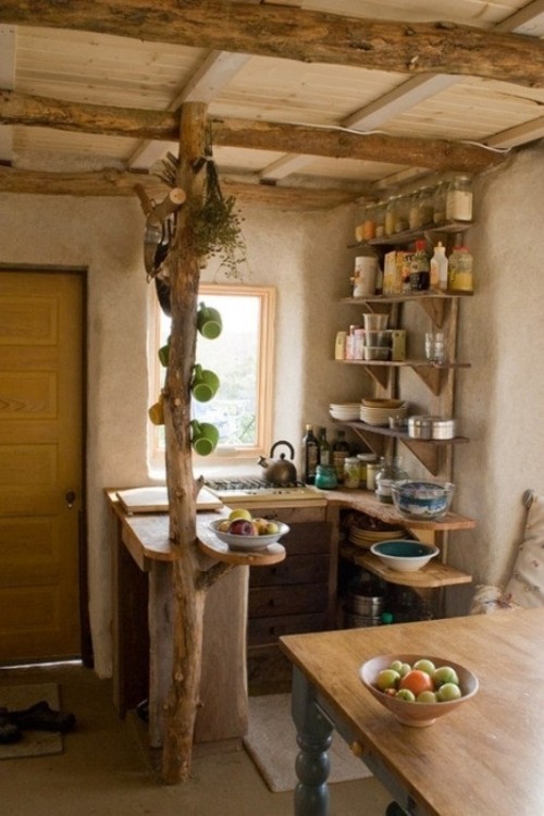 20 ideias criativas, pequena cozinha, material de madeira