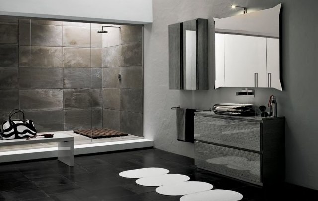 IBISCO-moderno-banheiro-mobília-penteadeira-alto brilho-cinza-espelho de parede frontal