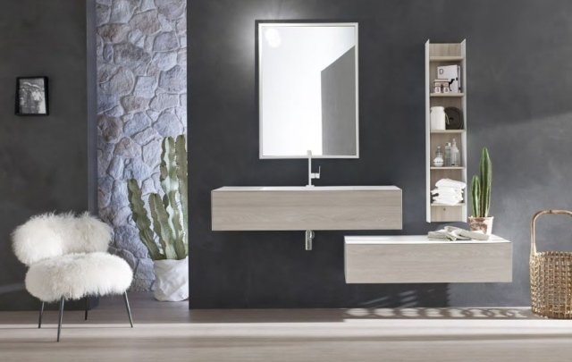 moderno-banheiro-mobília-START-luz-elementos de madeira-formato retangular