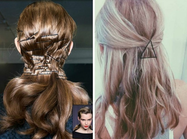 cabelo-comprido-penteado-com-grampo-de-cabelo-triângulo-vários