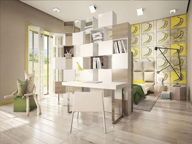 idéias-móveis-modernos-quarto-infantil-quarto-divisória-mesa-amarelo-branco-verde