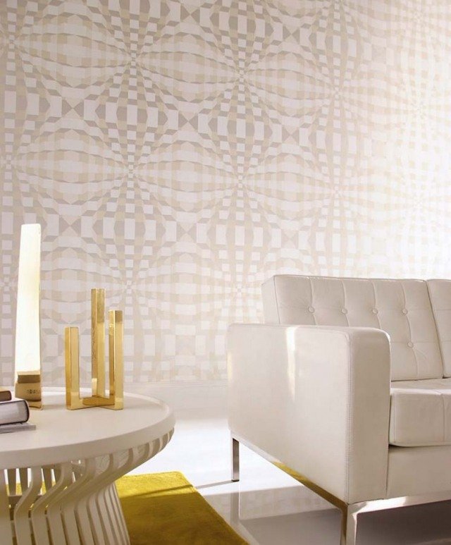papel de parede da sala de estar geométricas simples cores cru