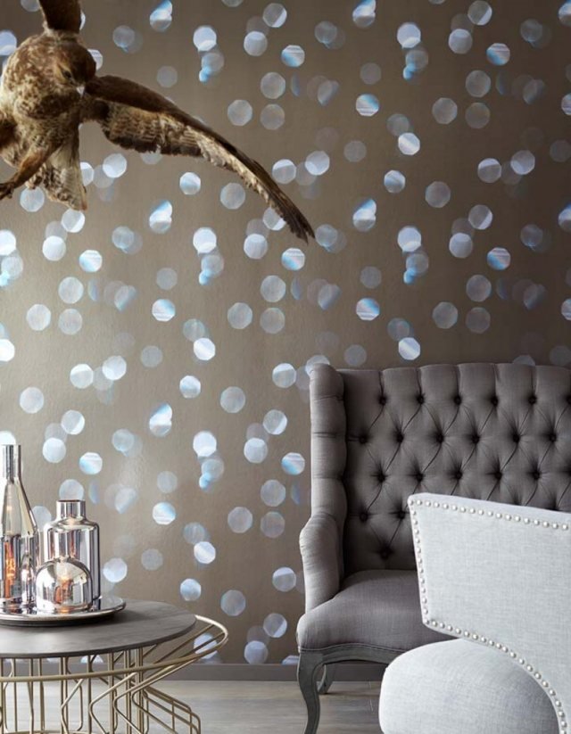 sala de estar papel de parede pontos bege de efeito de luz filme doman