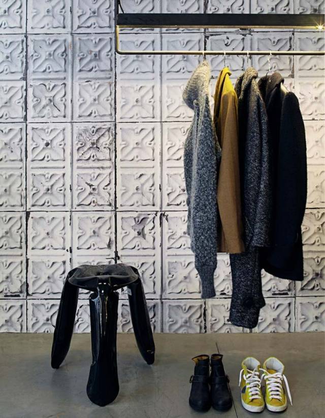papel de parede não tecido design azulejos ótica latas de brooklyn brancas gastas