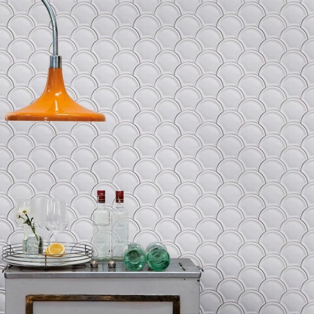 papel de parede branco padrão simples escamas de peixe