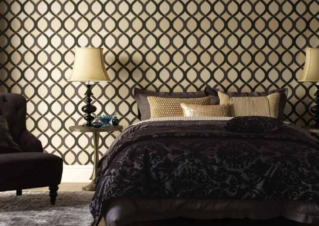 papel de parede do quarto geométrico dourado marrom luana