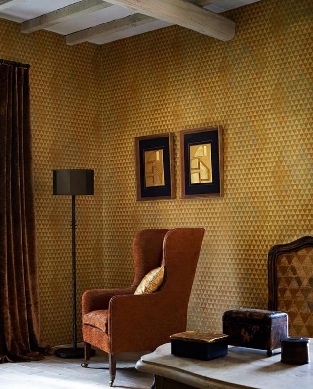 luxuoso papel de parede vintage sala de estar ouro losango orkeb