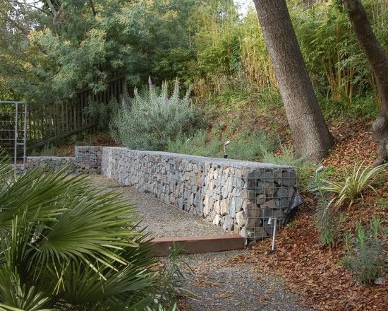 Pedras seguras de estabilização de taludes Jardim de gabiões criam ideias
