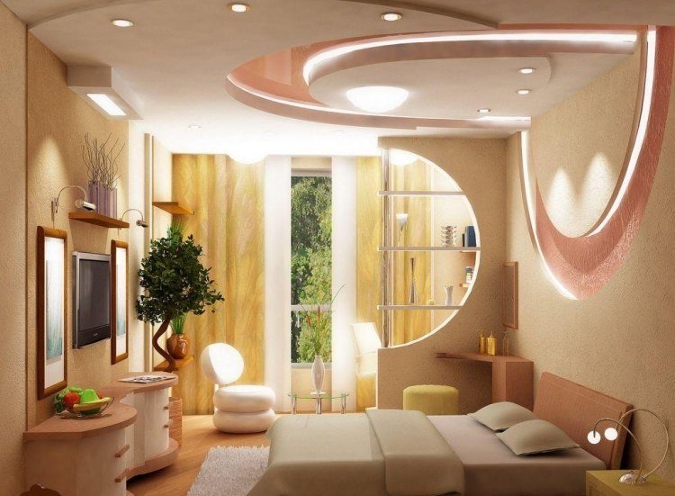 ideias-teto-design-exemplos-quarto-cor pastel-rosa-bege-iluminação