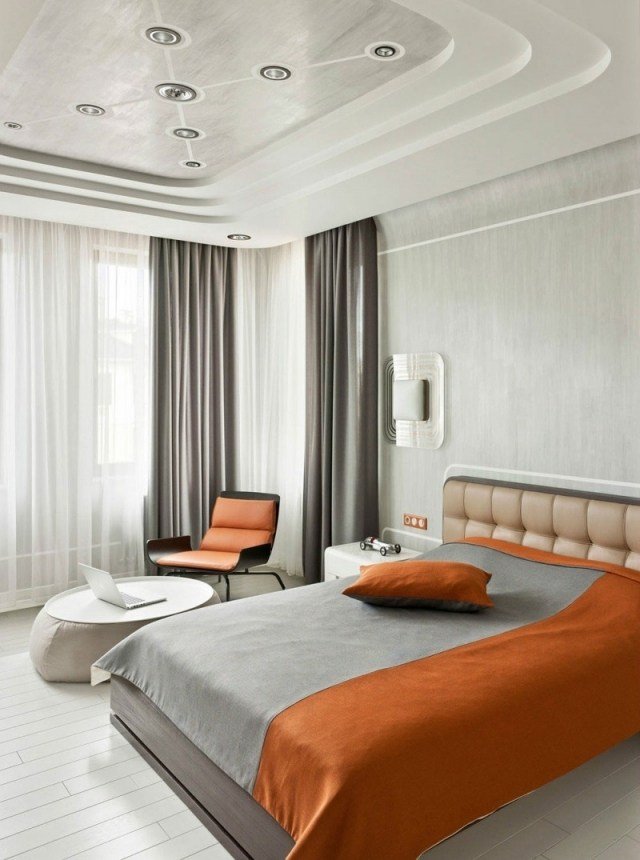 painéis de design de teto de quarto branco rebaixado retro futurista