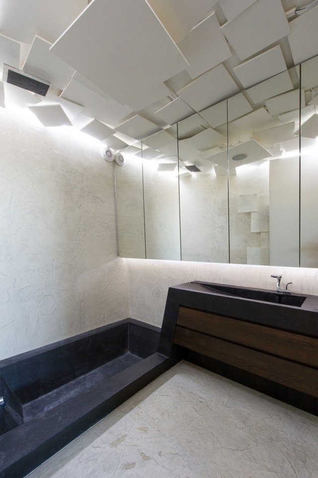painéis de design de teto de banheiro gabinete de espelho branco
