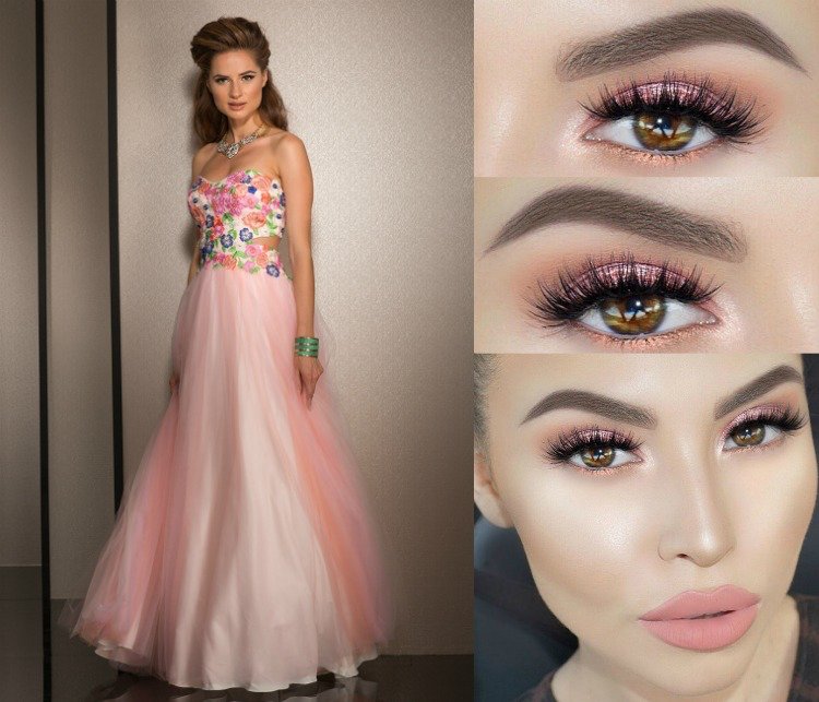 prom-make-up-pink-pink-dress-spring-colored-eyes