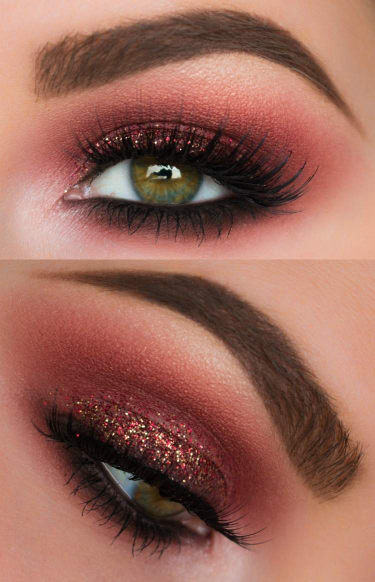 Prom-make-up-red-dress-eye-instruções-glitter
