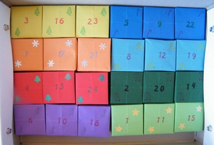 artesanato ideias advento caixas de calendário coloridas dezembro natal
