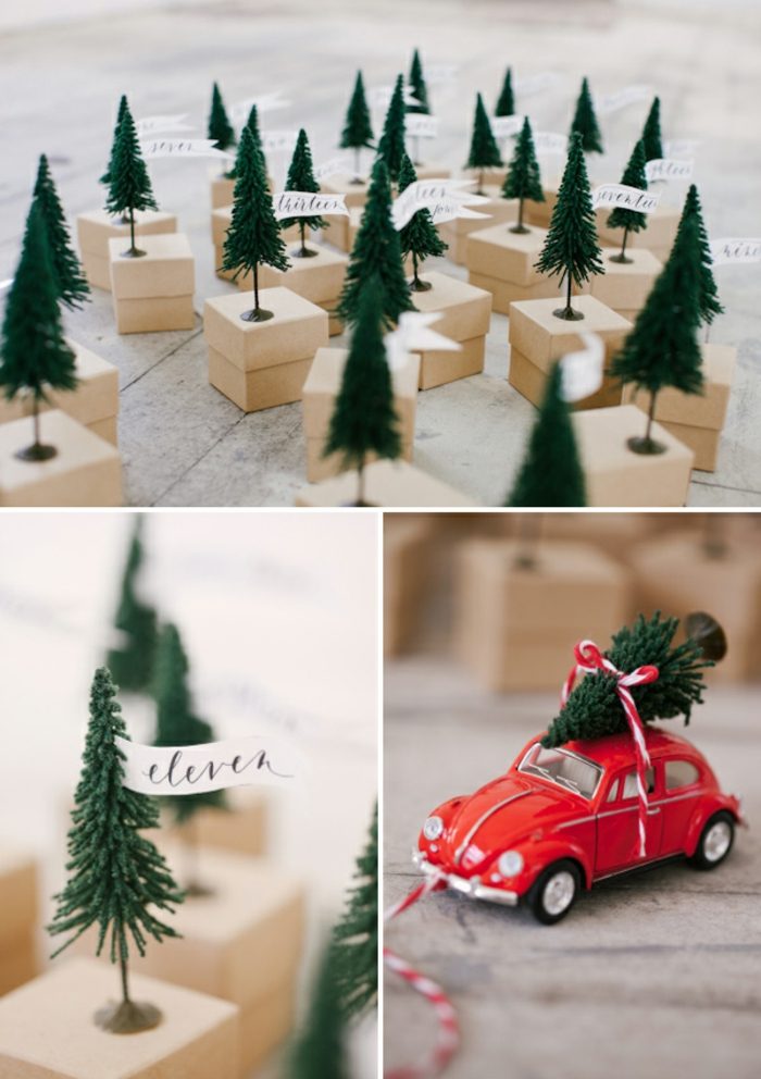 calendário do advento artesanato ideia caixas de árvore de abeto natal faça você mesmo