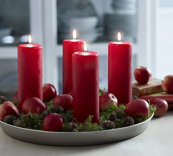 velas vermelhas enfeites de mesa de natal