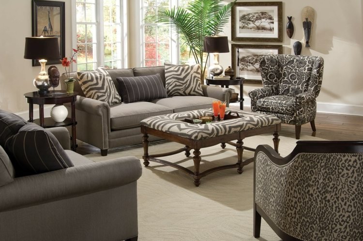 sala de estar africa deco-original-cinza-monocromático-padrão-zebra-leopardo