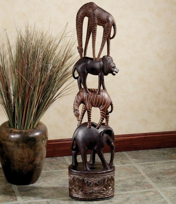 africa-deco-figura-animais-selvagens-elefante-zebra-leão-girafa-junco-avestruz