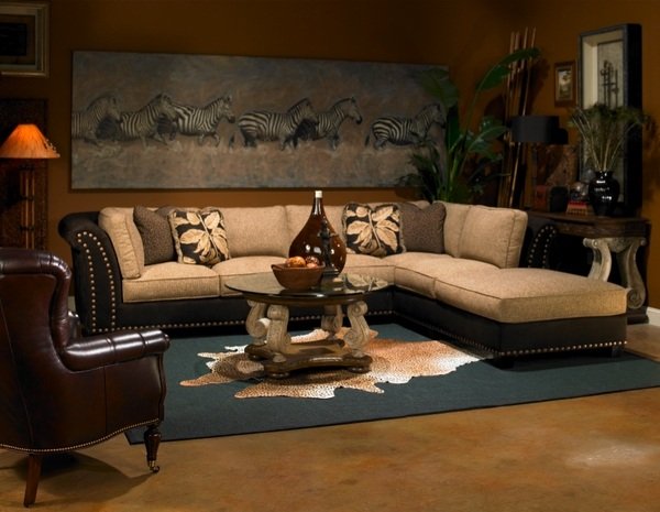 com-decoração-mobília-sala de estar africana