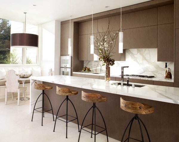 Tendências da cozinha 2013 Banco de bar rústico em mármore marrom