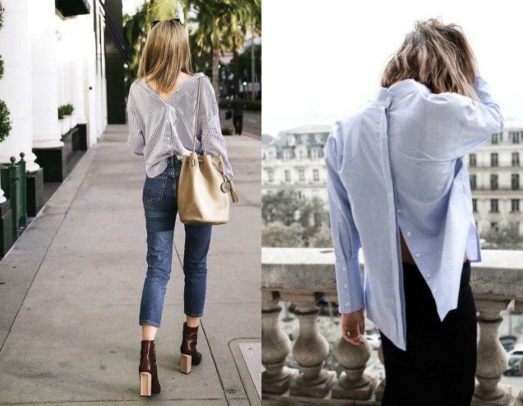 atual-moda-tendência-feminina-camisa-azul-grande-estilo de rua