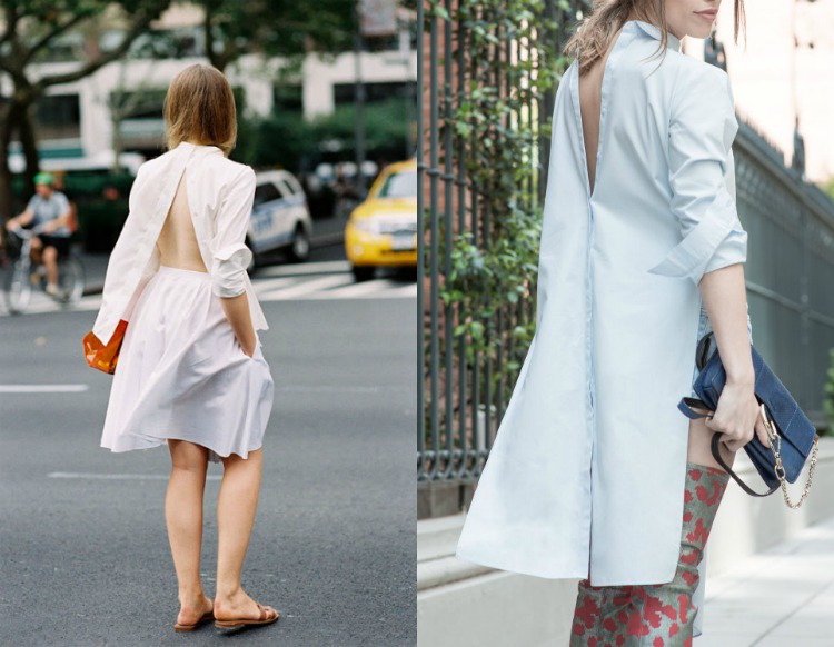 atual-moda-tendência-feminina-camisa-vestido-branco-arejado