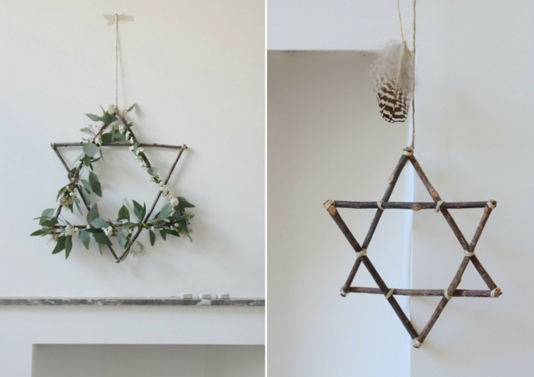 decoração de natal david star branches materiais naturais