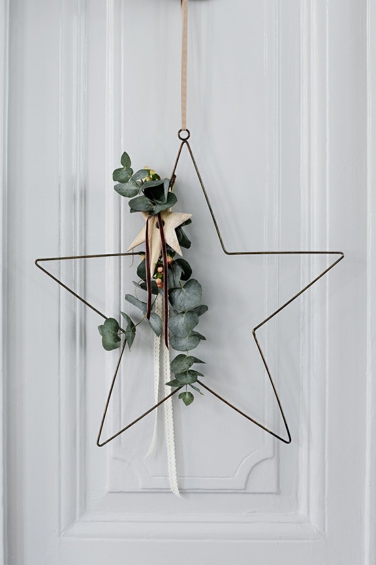 decoração de natal estrelas forma arame porta guirlanda industrial rústico