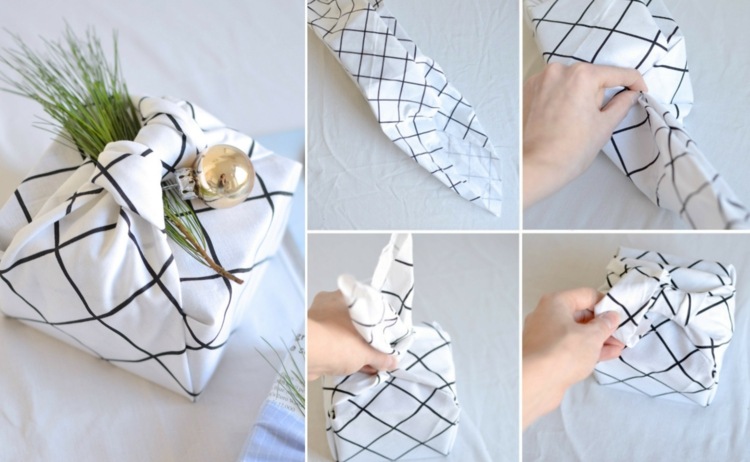 decoração natal tendência furoshiki papel de embrulho ecológico tecido reciclado
