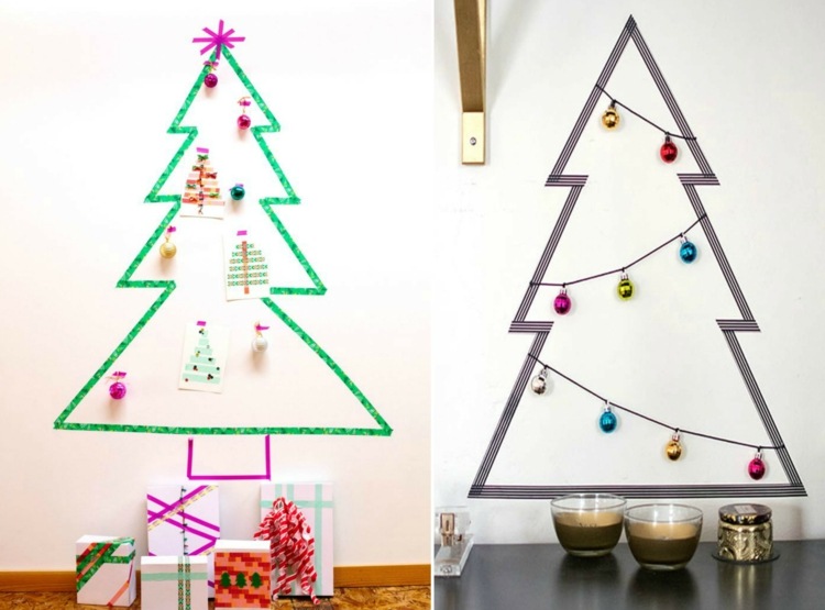 decoração natal tendência fita washi árvore de natal decoração de parede sugestão