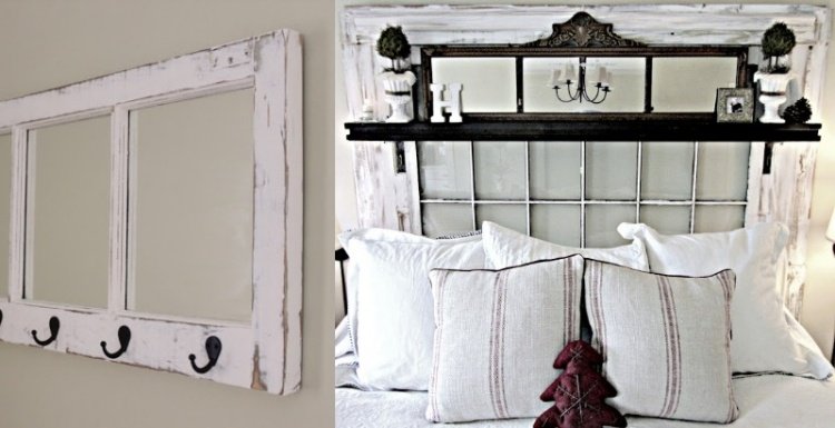 old-window-decoration-bed-bedroom-wall hooks-white-pillows-vintage-sweet