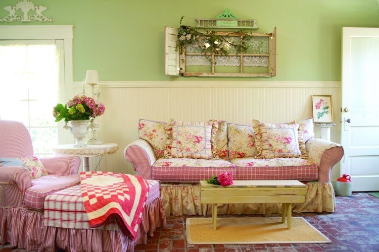 old-window-decoration-living-room-sofa-vintage-retro-country-style-wall-paint-green