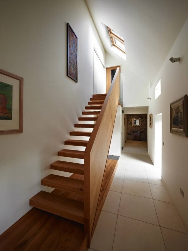 remodelação de casa escada flutuante de madeira corrimão de madeira
