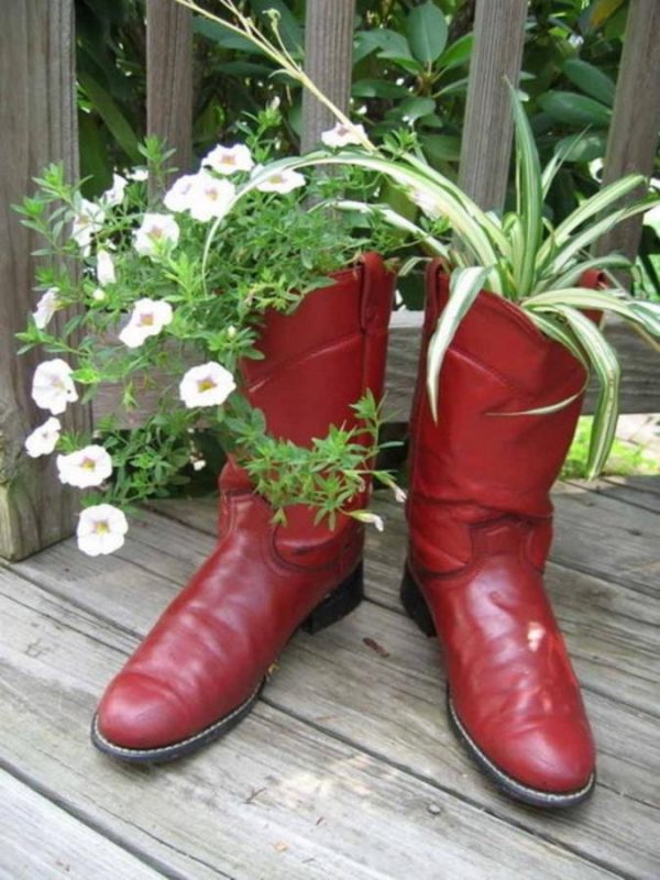 Idéias de decoração de jardim Rote-Stiefel idéias de vasos de flores faça você mesmo