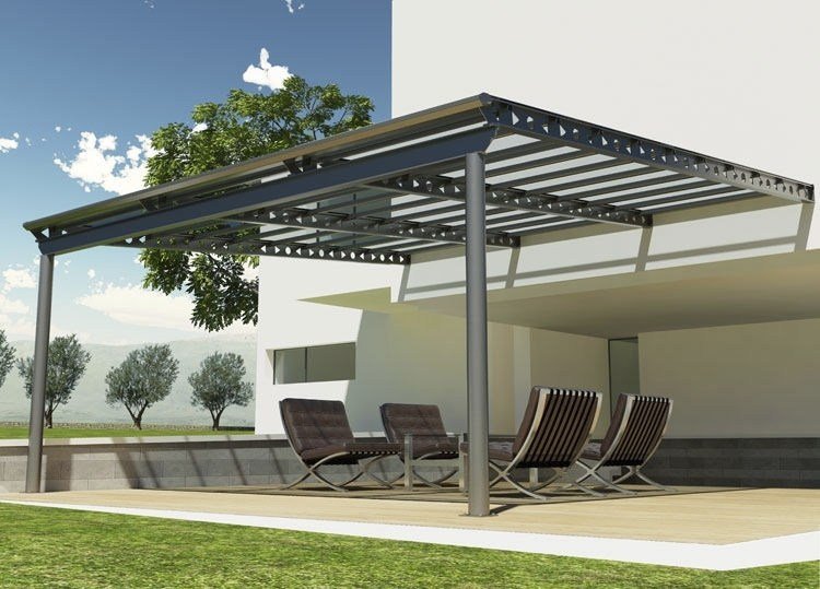 alumínio-terraço-telhado-proteção climática-moderno-cinza-mobiliário-paisagem
