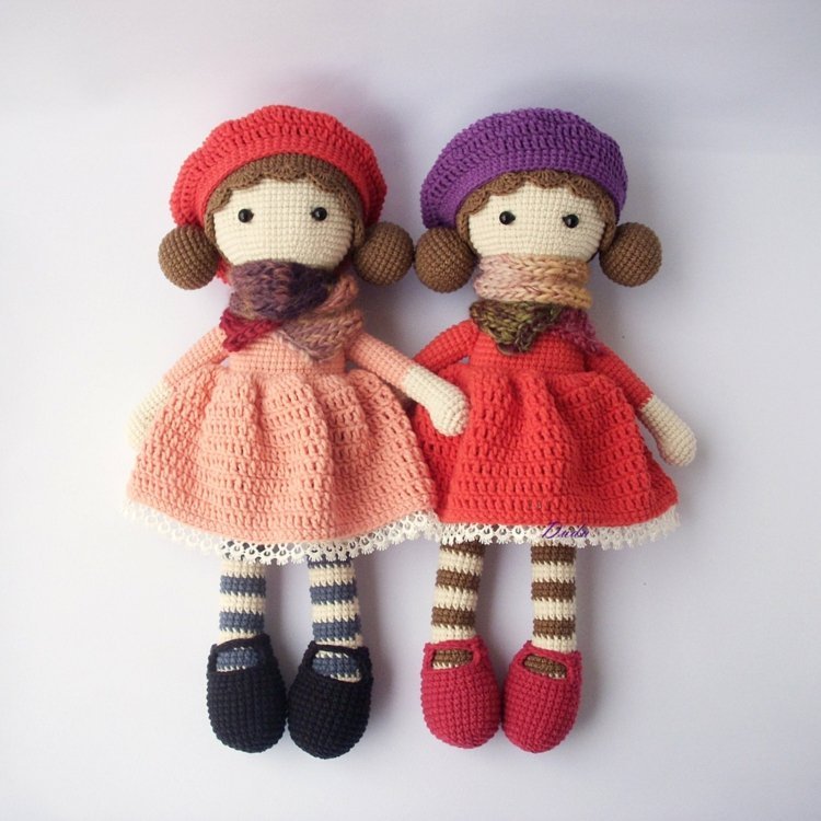 Boneca de crochê Amigurumi-vestido-instruções-tricô-avançado